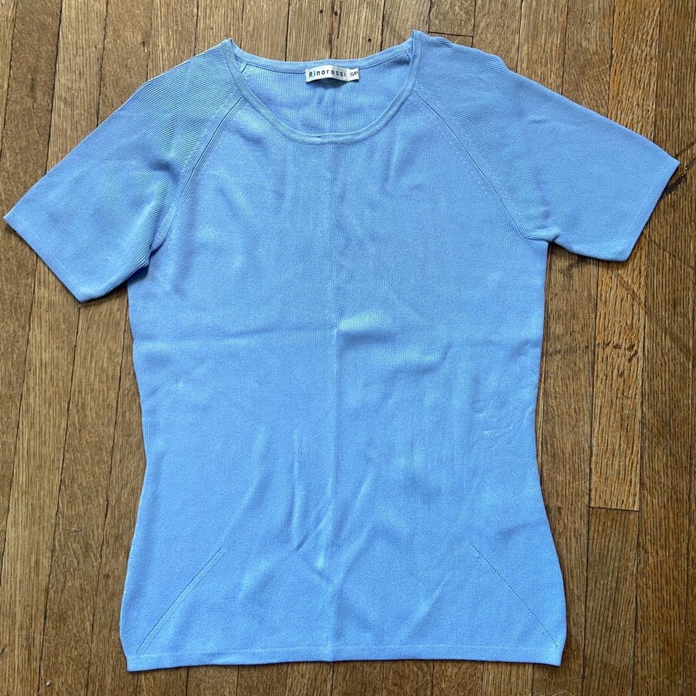 Light Blue Short Sleeve Knit Top